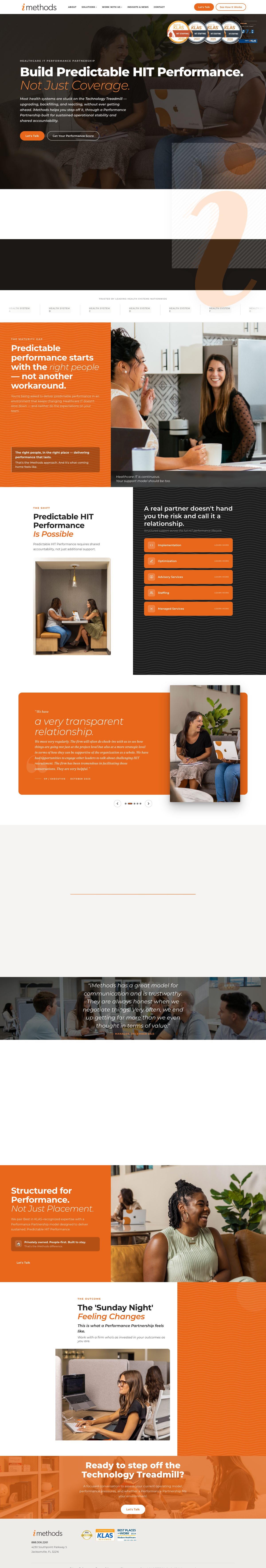 The Performance Partnership homepage we designed for iMethods