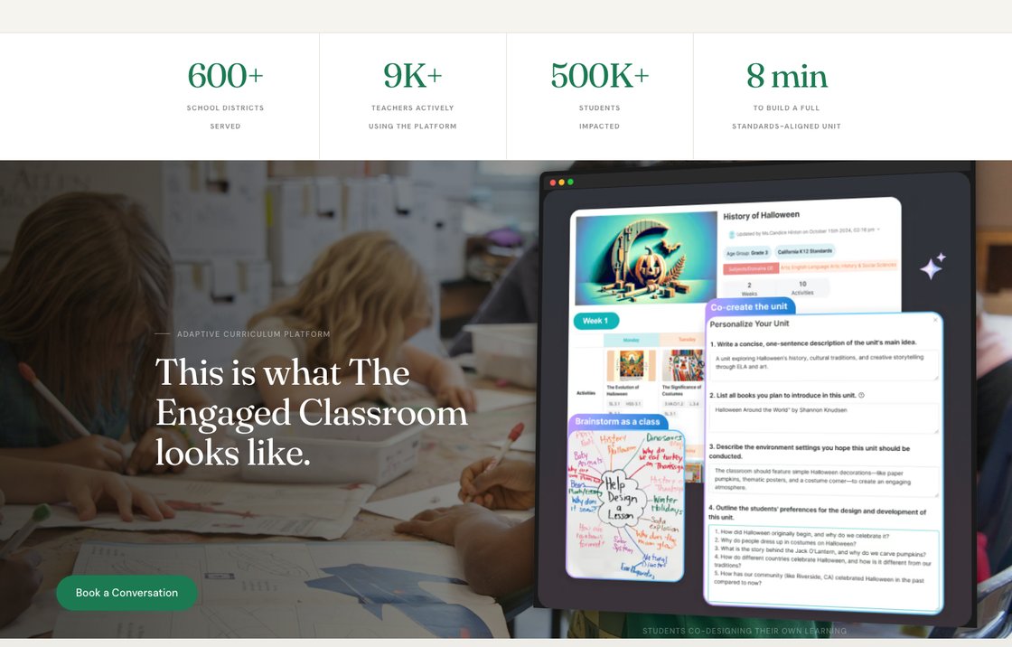 The proof bar does the talking ... then we show what The Engaged Classroom actually looks like.