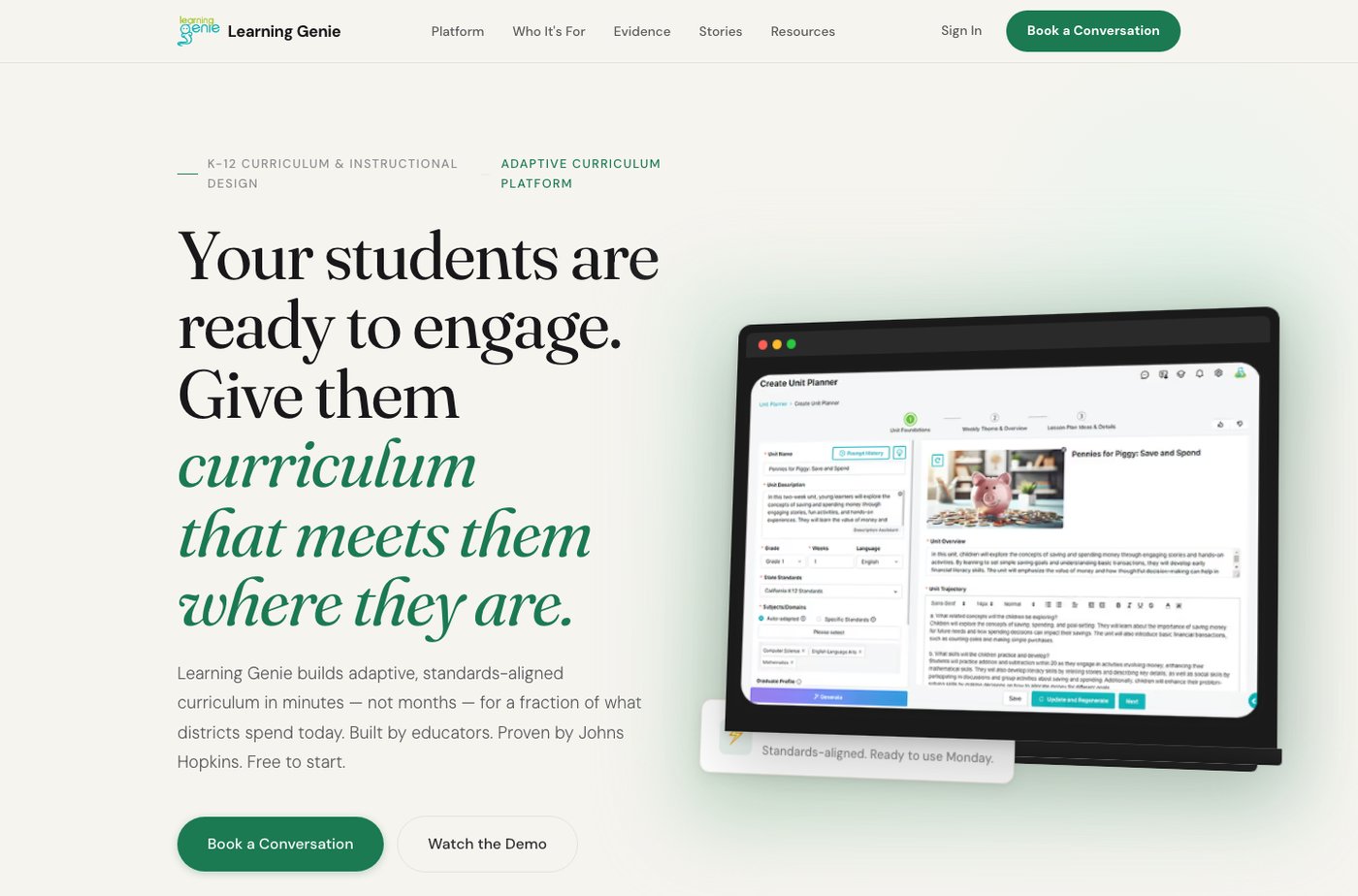 The hero we designed. Stop buying curriculum nobody uses.