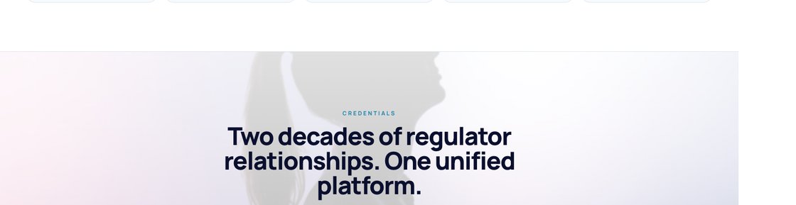 The credential, in four numbers. Two decades of regulator relationships, one unified platform.