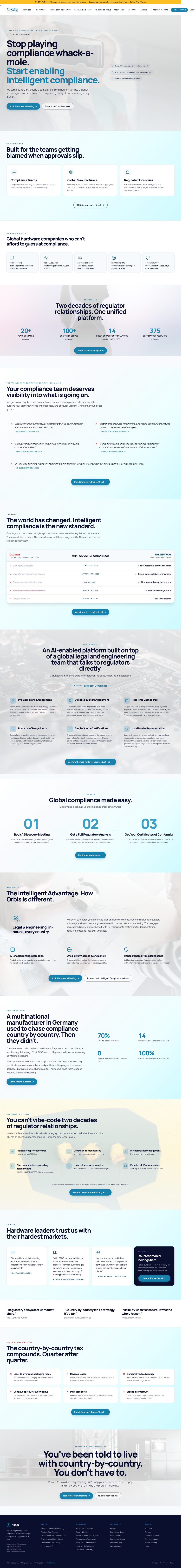The Intelligent Compliance homepage PitchKitchen designed: Stop playing compliance whack-a-mole