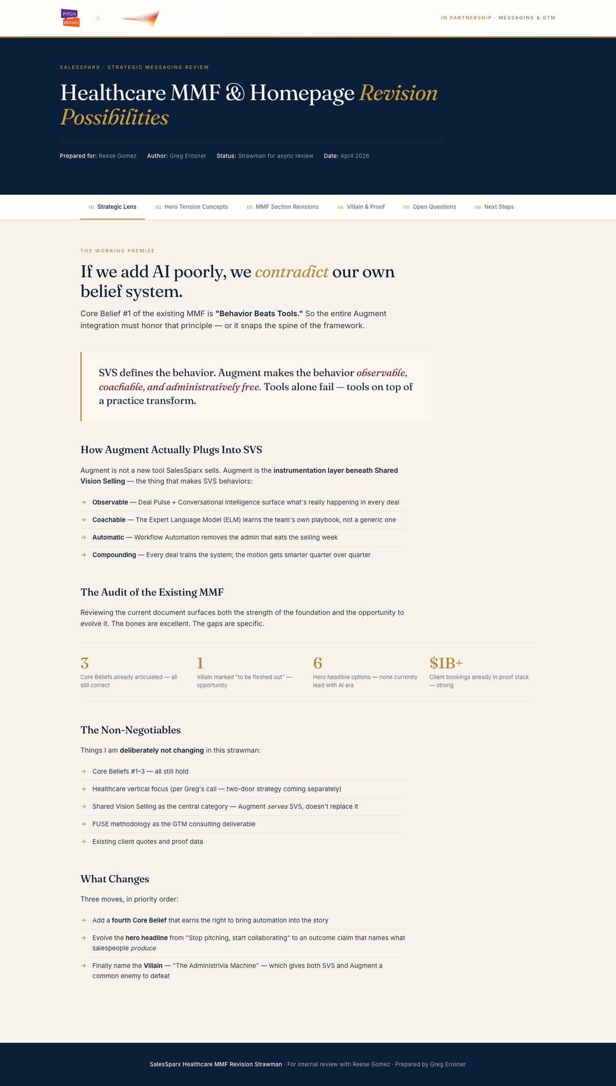 The outcome-led homepage direction we designed for SalesSparx