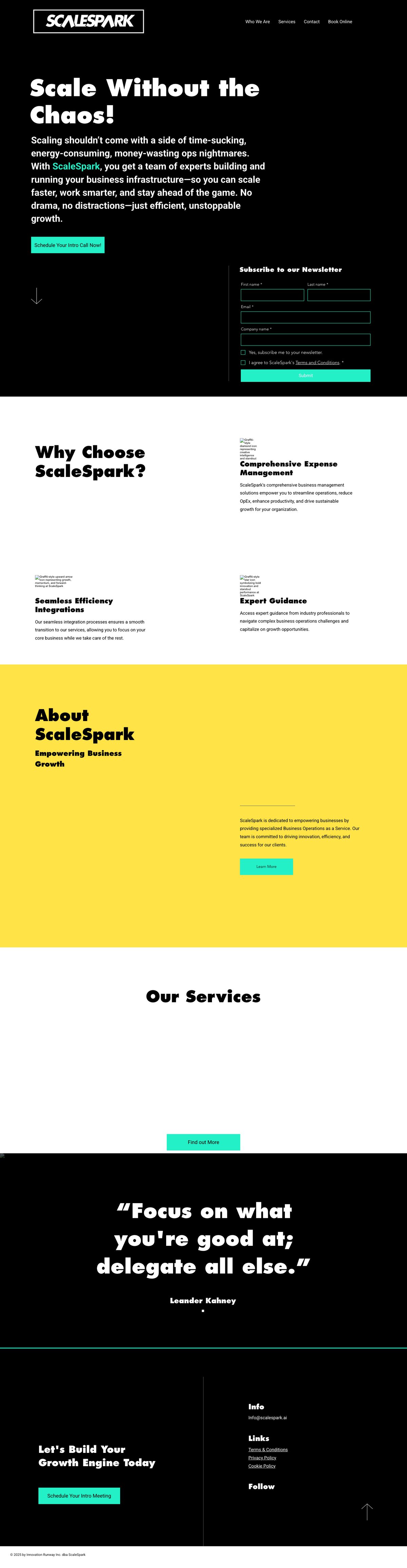 ScaleSpark's old homepage: Scale Without the Chaos