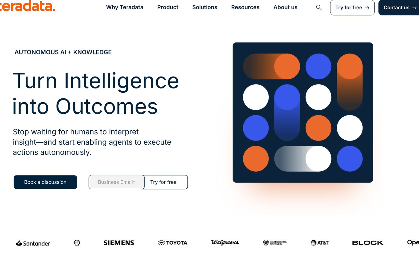 Wireframe hero: Turn Intelligence into Outcomes