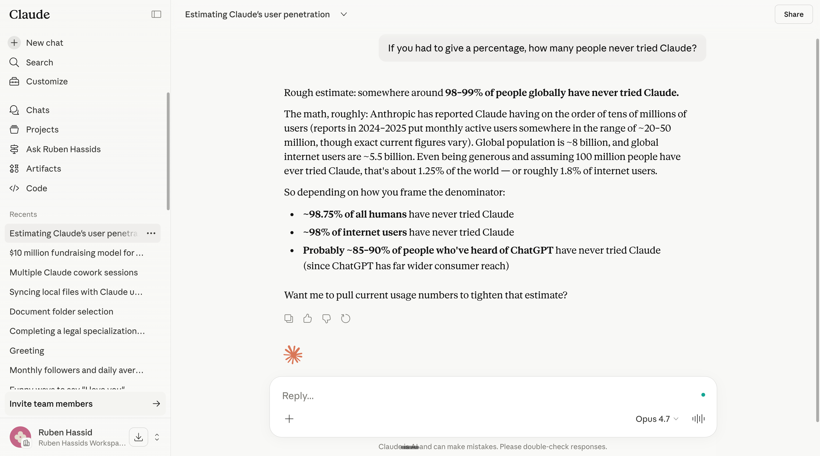 The browser version of Claude at claude.ai